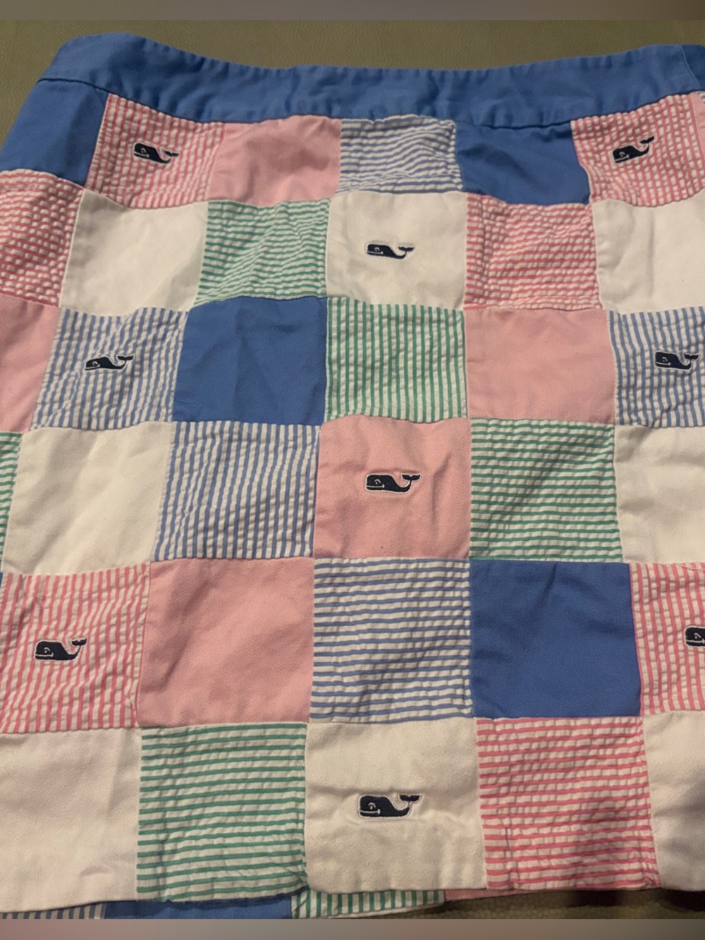 Vineyard Vines Patchwork Mini Skirt in Blue, Pink, Green, White
